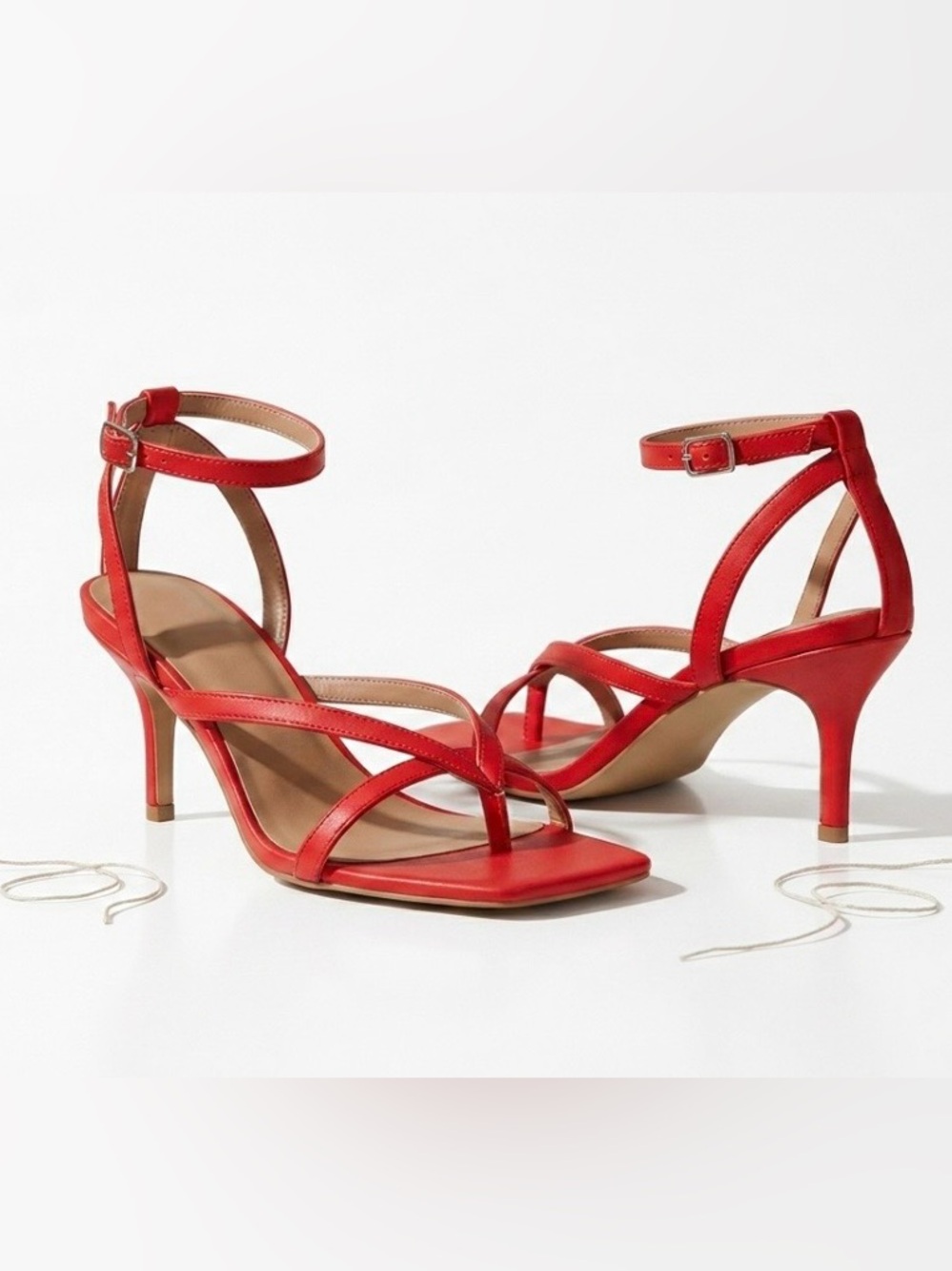 Amazon Red Strappy Ankle‑Strap Heels